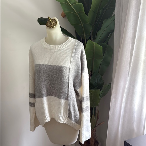 Pinch Womens Gray White Colorblock Chunky Knit Sweater Medium Cozy Fall Winter - Picture 1 of 7
